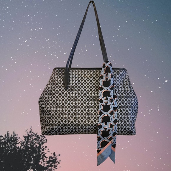 Kate Spade New York Tote Bag | Chain Link Pattern | Blue | Shoulder Bag - Picture 1 of 16